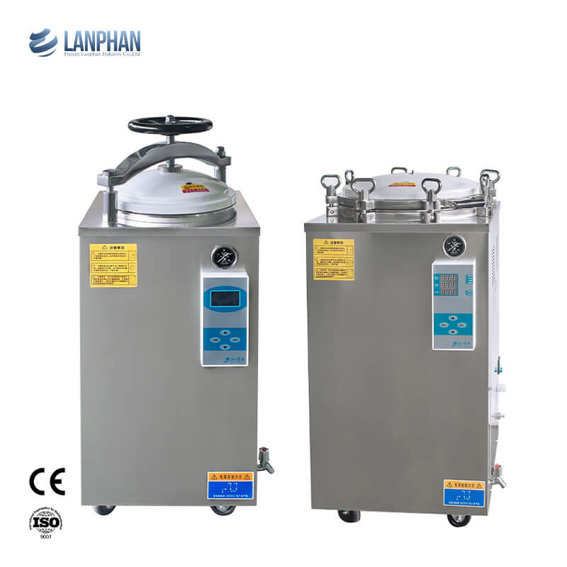 Rueda de mano Display digital Autoclave vertical 35L 50L 75L 100L 150L Litro para los hongos Esterilizador de retorte de alimentos enlatados