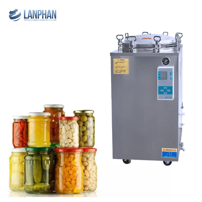 Rueda de mano Display digital Autoclave vertical 35L 50L 75L 100L 150L Litro para los hongos Esterilizador de retorte de alimentos enlatados