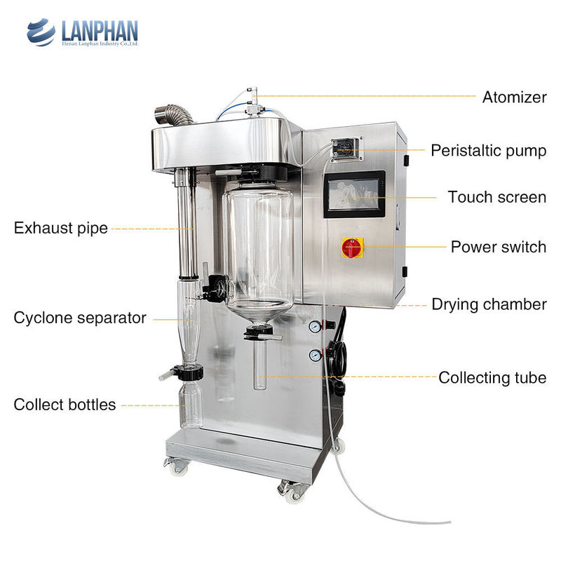 Máquina de secado de vapor de laboratorio mini 2L Capacidad SUS304 Material 3KW Potencia para polvo de leche de café