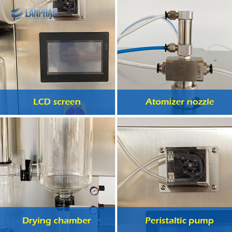 Máquina de secado de vapor de laboratorio mini 2L Capacidad SUS304 Material 3KW Potencia para polvo de leche de café
