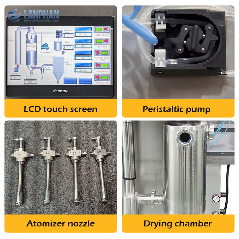 Laboratorio de acero inoxidable Mini pequeña máquina de secado por aerosol leche café jugo de frutas secador por aerosol
