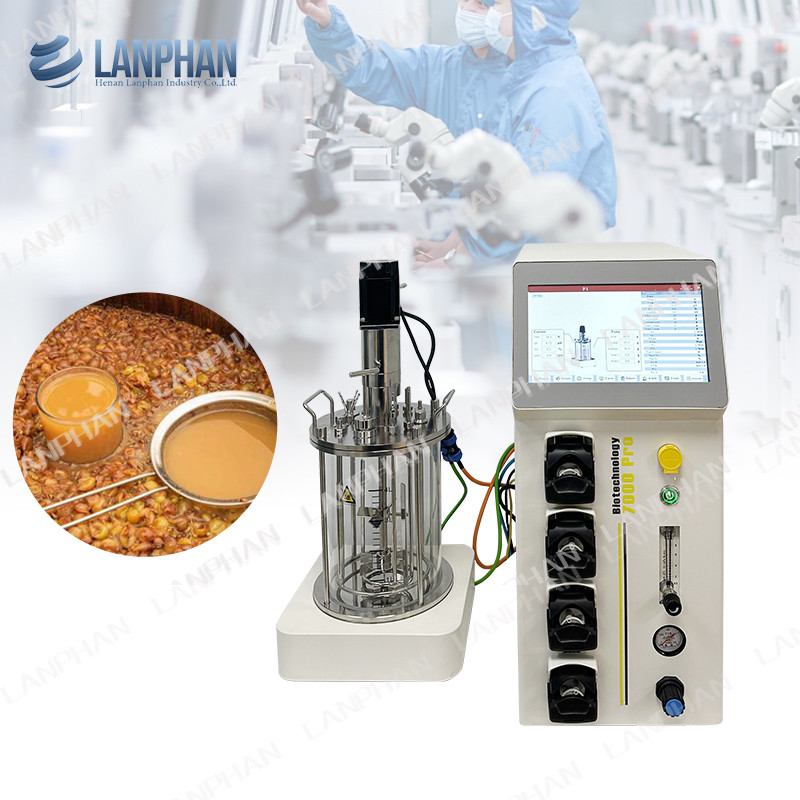 2l 5l 10l Cultivo automático de levaduras de espirulina Biorreactor de fermentación de vidrio para cultivo celular