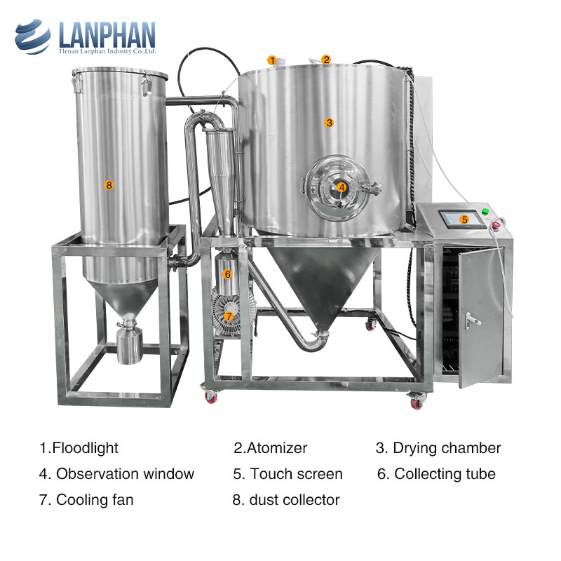 Máquina de secado por rocío de acero inoxidable 5L Sistema de secado por rocío Máquina de secado por rocío para leche