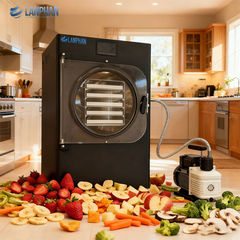 5 bandejas de tamaño pequeño secador de congelación de acero inoxidable con bomba de aceite para alimentos dulces