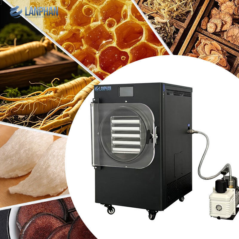 5 bandejas de tamaño pequeño secador de congelación de acero inoxidable con bomba de aceite para alimentos dulces