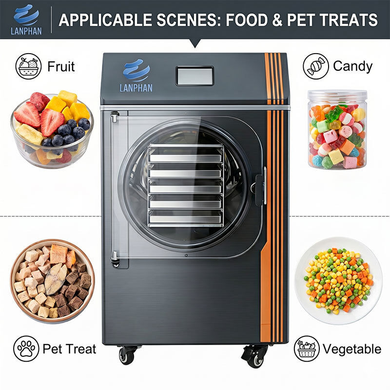 Secador de congelación doméstico compacto de 4-6 kg de capacidad con diseño de 5 bandejas para frutas, verduras y golosinas para mascotas