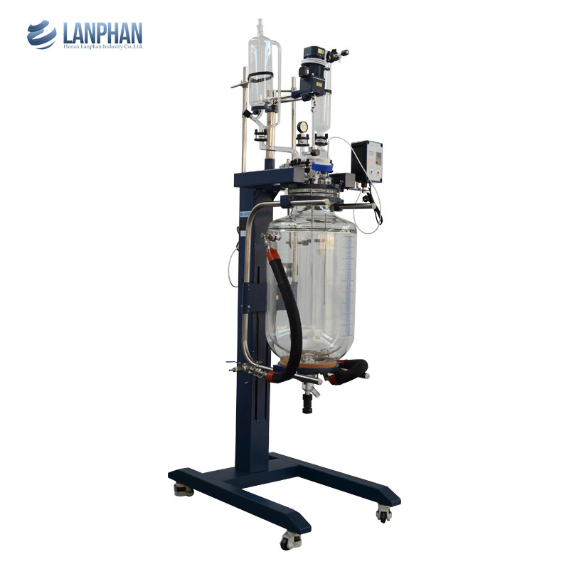 caldera farmacéutica de la chaqueta 20L del laboratorio de la destilación de cristal dual del reactor resistente a la corrosión