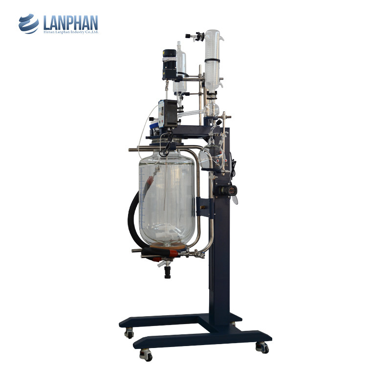 caldera farmacéutica de la chaqueta 20L del laboratorio de la destilación de cristal dual del reactor resistente a la corrosión