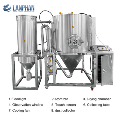 Máquina de secado por rocío de acero inoxidable 5L Sistema de secado por rocío Máquina de secado por rocío para leche