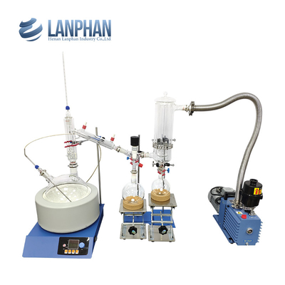 aceite esencial del vacío de cristal de la máquina de la destilación de la trayectoria corta del laboratorio 5Ltr